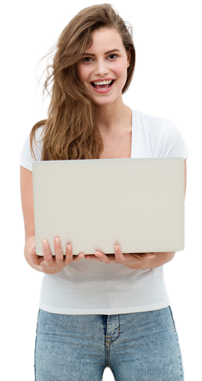 Woman holding a laptop - NoBG